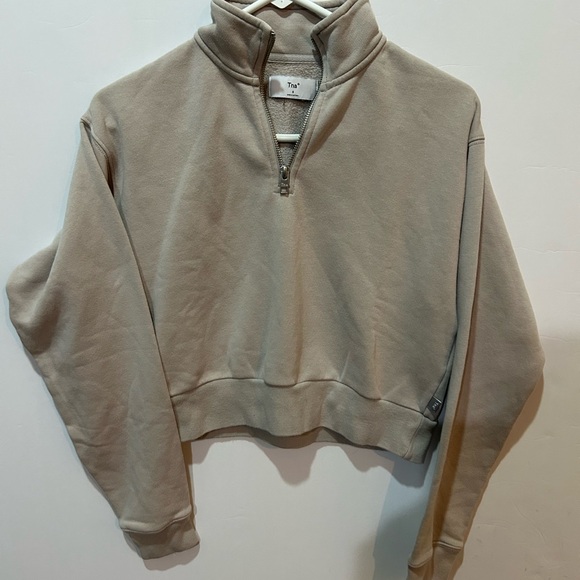 TNA Beige Quarter-Zip Cropped Sweatshirt Small - Picture 1 of 3